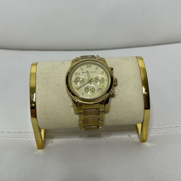 Michael Kors Watch Gold Tortoise Band Chronograph MK5660 Runway Dial Quartz WORK main image 9